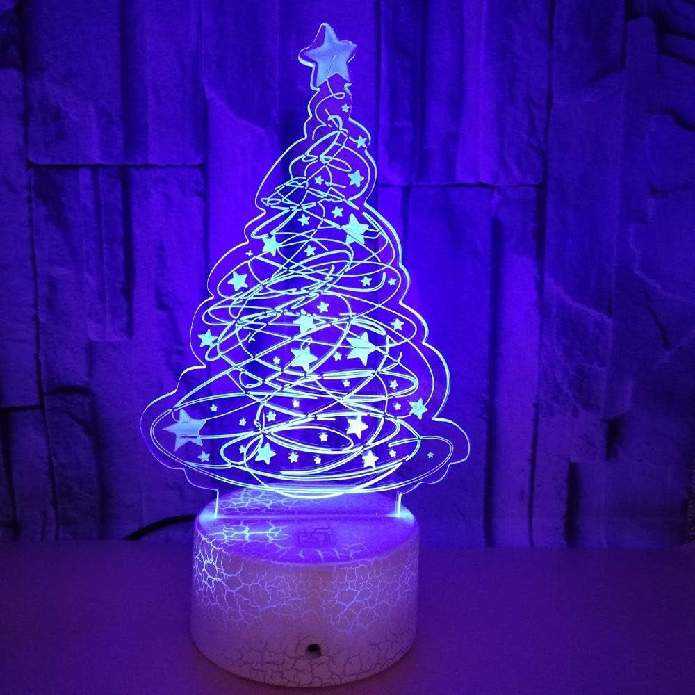Ilusión Optica 3D Árbol De Navidad Luz Nocturna Ilusión Optica Lámpara 7/16 Colores Cambiantes Control Remoto USB De Suministro De Energía Juguetes Decoración Navidad Cumpleaños Regalo