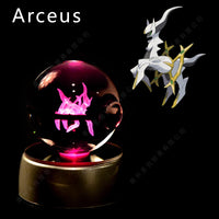 Pokemon Crystal Ball 3D Pikachu Gengar Mewtwo Night Light Lamp Pokeball 3D Glass Pokemon Crystal Ball Statue Kids Birthday Gift