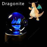 Pokemon Crystal Ball 3D Pikachu Gengar Mewtwo Night Light Lamp Pokeball 3D Glass Pokemon Crystal Ball Statue Kids Birthday Gift