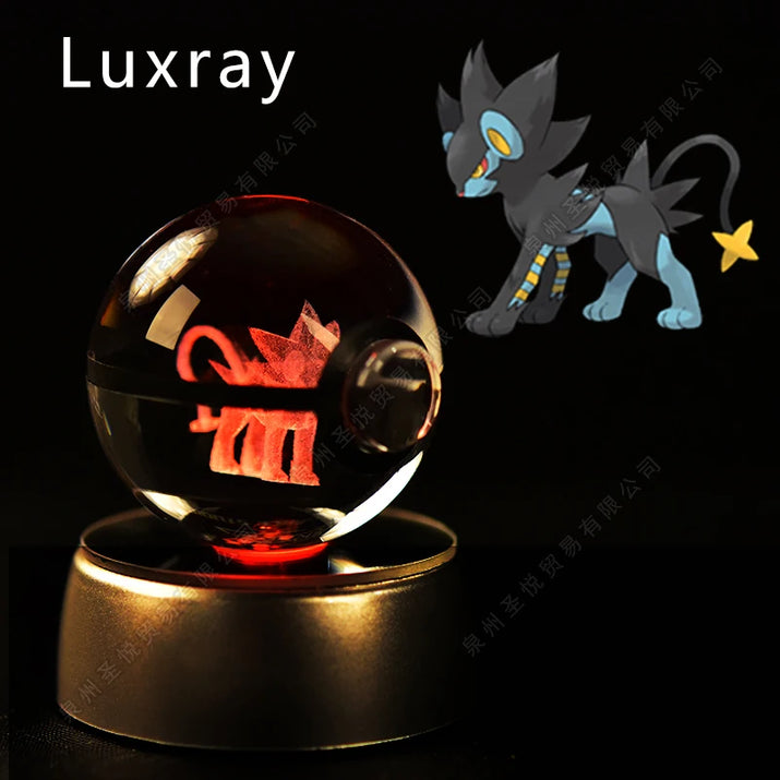 Pokemon Crystal Ball 3D Pikachu Gengar Mewtwo Night Light Lamp Pokeball 3D Glass Pokemon Crystal Ball Statue Kids Birthday Gift