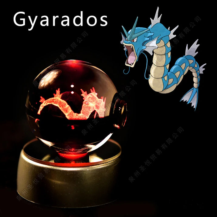 Pokemon Crystal Ball 3D Pikachu Gengar Mewtwo Night Light Lamp Pokeball 3D Glass Pokemon Crystal Ball Statue Kids Birthday Gift